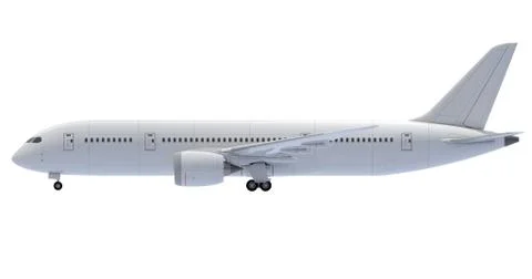 Commercial jet plane. 3D render. Left Side view Stock Illustration
