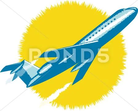 Commercial jet plane airliner flying Stock Illustration
