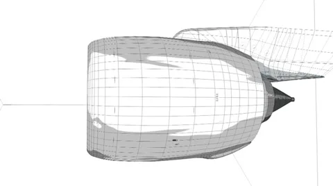 Commercial jetliner engine 3D wireframe. Stock Footage 33053957