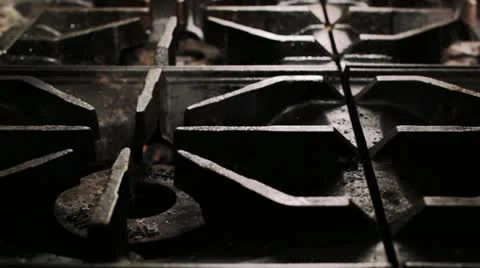 Commercial Kitchen Burner Stock Footage 12272976