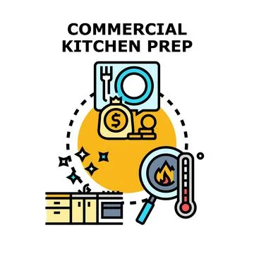 Commercial kitchen preparation process concept vector icon Stock Illustration