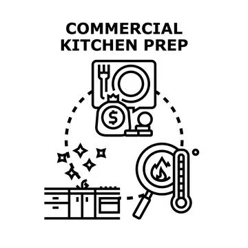 Commercial kitchen preparation process concept vector icon Stock Illustration