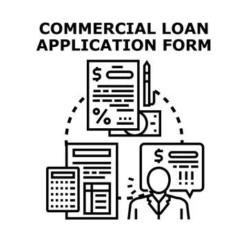 Commercial loan application process for business funding Stock Illustration