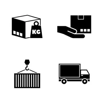 Commercial Logistics. Simple Related Vector Icons Stock Illustration