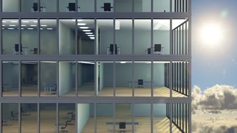 Commercial office building with the empty offices Stock Footage 154674534