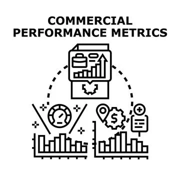 Commercial performance metrics developing business strategy evaluation Stock Illustration
