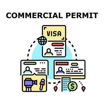 Commercial permit obtaining process for business travel Illustrazione stock