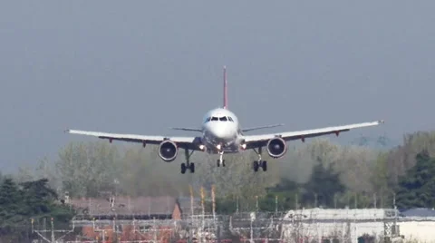 Commercial plane landing Stock Footage 49180784