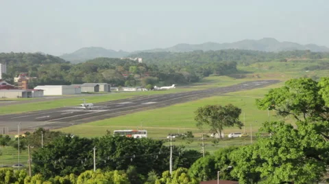 Commercial Plane taking off from Aeropuerto Internacional Marcos A Gelabert. Stock Footage 59798063