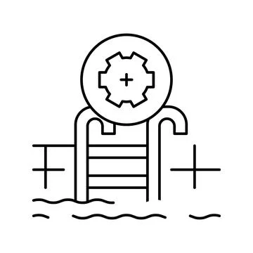 Commercial pool services line icon vector illustration Stock Illustration