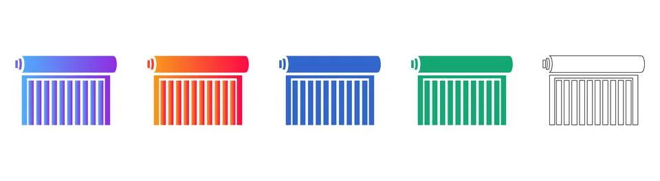 Commercial Roller Shutter Vector Icons Stock Illustration