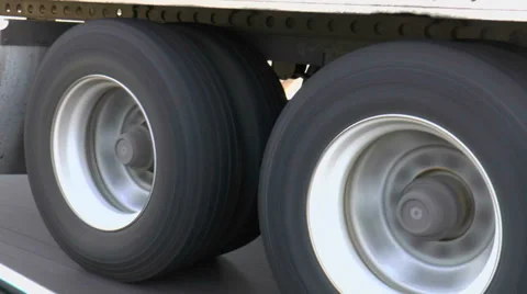Commercial Semi Truck Tire Wheels Hug Highway Close Up  Stock Footage 38853861
