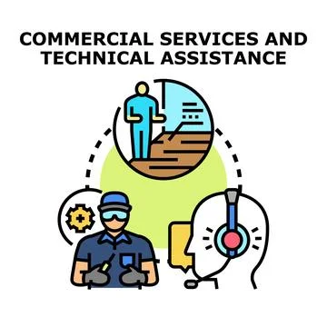 Commercial services and technical assistance concept illustrating support Stock Illustration