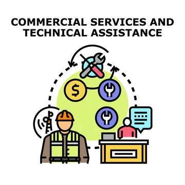 Commercial services and technical assistance concept illustration Stock Illustration