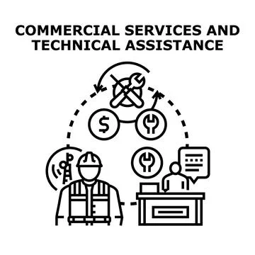 Commercial services and technical assistance concept illustration Stock Illustration