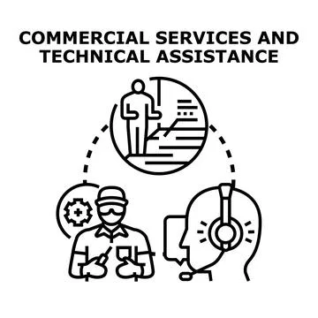 Commercial services and technical assistance concept illustrating support Stock Illustration