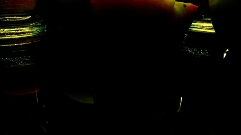 Commercial shot of two bubbling glasses and ripe apples Stock Footage 107754272