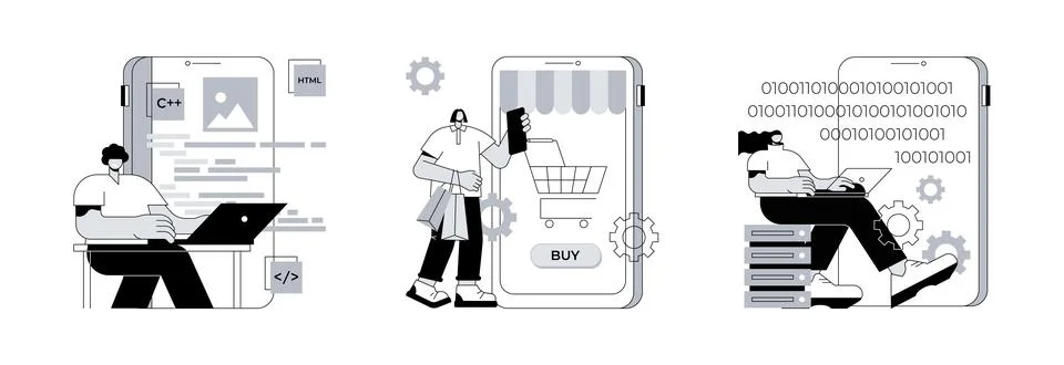 Commercial software abstract concept vector illustrations. Stock Illustration