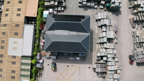 Commercial solar panel installation renewable energy at busy slate yard aerial 스톡 동영상 234316741