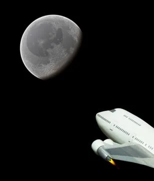 Commercial space flight to the moon Stock Illustration