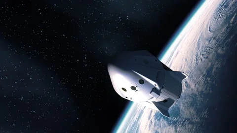 Commercial spaceship flight from Earth t... | Stock Video | Pond5