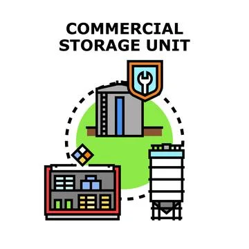 Commercial storage unit services logistics and warehouse solutions Stock Illustration