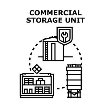 Commercial storage unit services logistics and warehouse solutions Stock Illustration