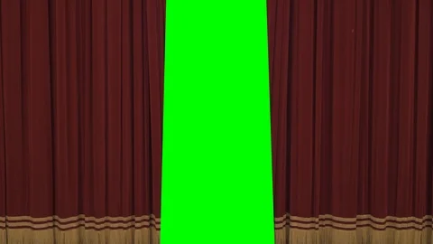 Commercial theater, Theatre red curtain closing with green screen background Stock Footage 112055046