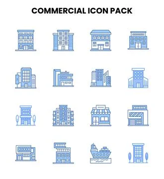 Commercial Two Colour Bundle Icons Pack Stock Illustration
