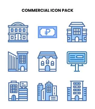Commercial Two Colour Vector Icons Pack Stock Illustration