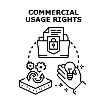 Commercial usage rights vector concept illustration Stock Illustration