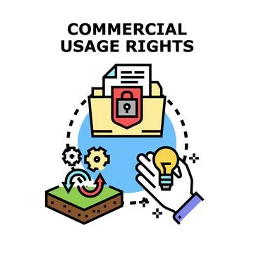 Commercial usage rights vector concept illustration Stock Illustration