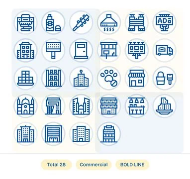 Commercial Vector Graphics featuring 28 Bold Line PIXEL Perfect 128x128 Desig Stock Illustration