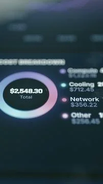 Commercial vertical still of a circular data center cost breakdown Stock Photos