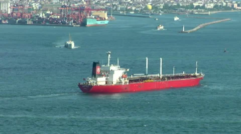 Commercial Vessel on Bosphorus Stock Footage 48237222