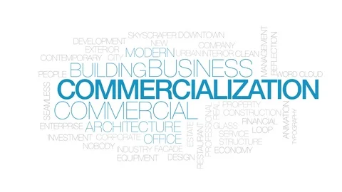 Commercialization animated word cloud. Kinetic typography. Stock Footage 103697344