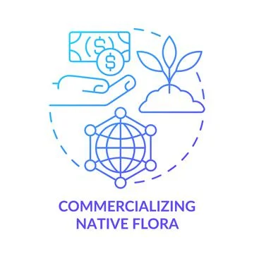 Commercializing native flora blue gradient concept icon 스톡 일러스트