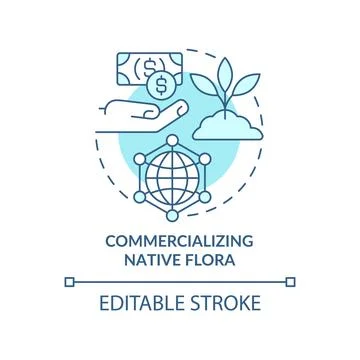 Commercializing native flora turquoise concept icon 스톡 일러스트