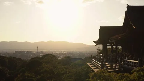 Commercially Usable - Kyoto Tower and City Skyline Seen From Kiyomizu-dera Stock Footage 267431957