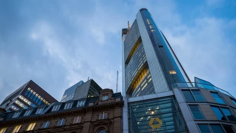 Commerzbank Tower Timelapse Evening | 6K Stock Footage 124587138