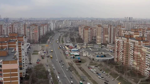 Commieblocks In Eastern Europe, Five aerial shots, Kyiv Troeschina Stock-Footage 128840586