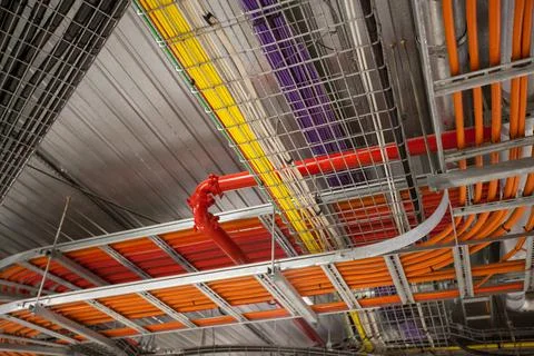 Comminications and wiring in building for control and infrastructure Stock Photos