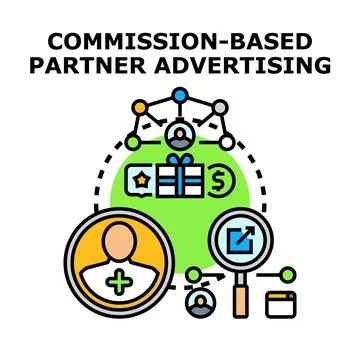 Commission based partner advertising affiliate marketing concept Stock Illustration