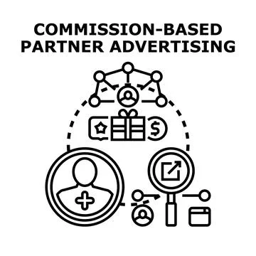 Commission based partner advertising affiliate marketing concept Stock Illustration