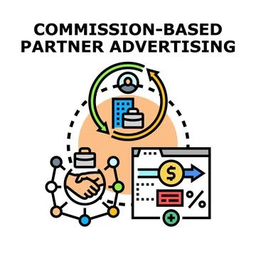 Commission based partner advertising strategy concept Stock Illustration