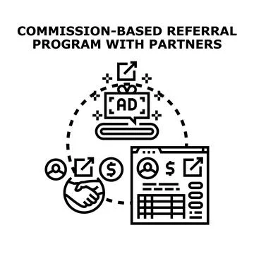 Commission based referral program for business partners Stock Illustration