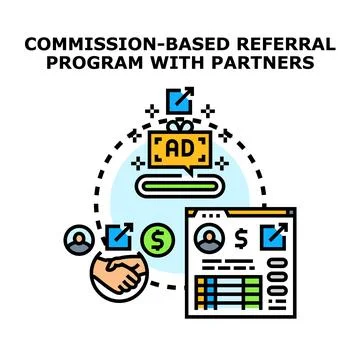 Commission based referral program for business partners Stock Illustration