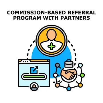 Commission based referral program with business partners Stock Illustration