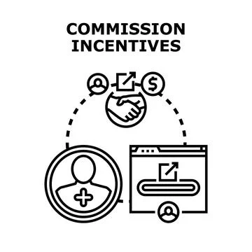 Commission incentives program encouraging business partnership growth Stock Illustration