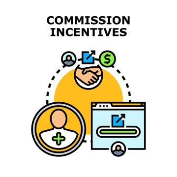 Commission incentives program encouraging business partnership growth Stock Illustration